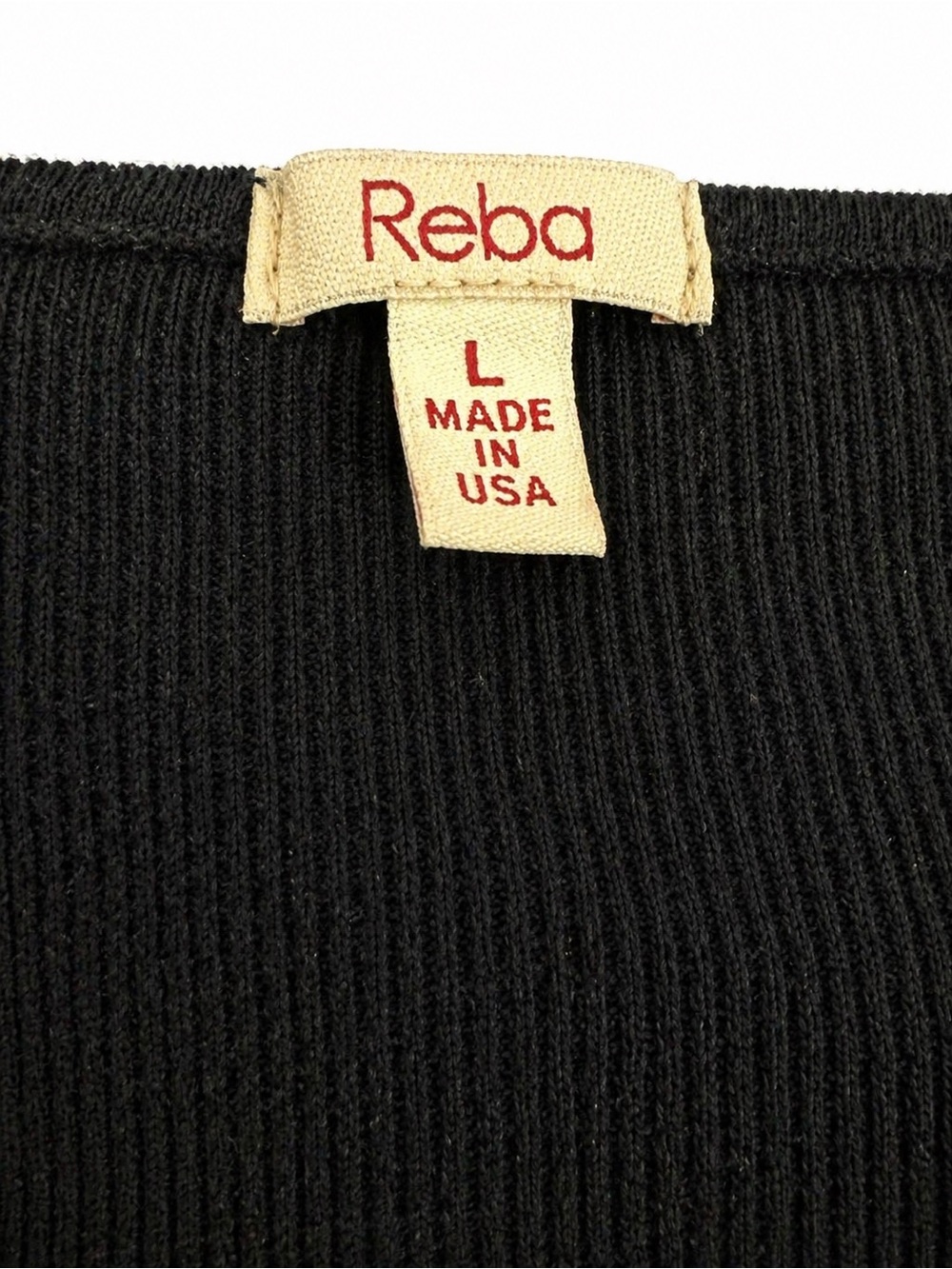 Reba🖤 Black Three Quarter Sleeve Scoop Neck, Silver Rhinestones Cross Motif - Picture 3 of 3